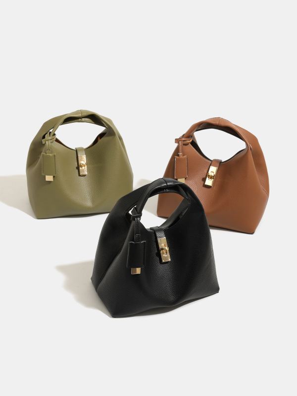 Ženska PU bucket torba, 2025 jesen-zima, retro minimalistički stil, može se nositi preko ramena ili u ruci