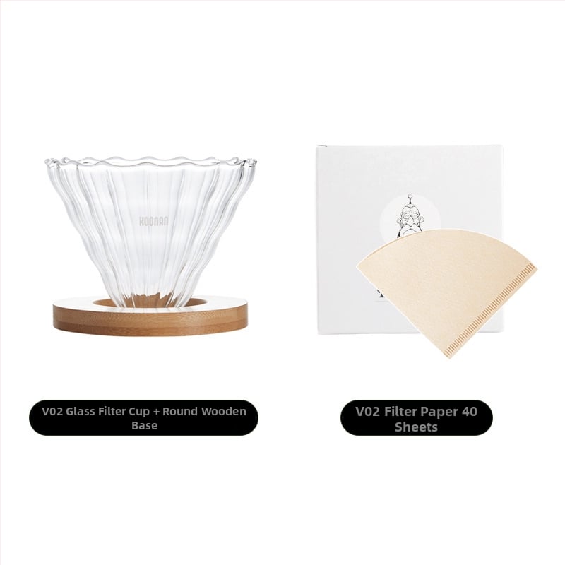 Set de cafea prin filtrare manuală, cu filtru de cafea din sticlă, cană-filtru și filtru de cafea