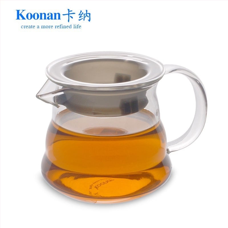 Set de cafea prin filtrare manuală, cu filtru de cafea din sticlă, cană-filtru și filtru de cafea