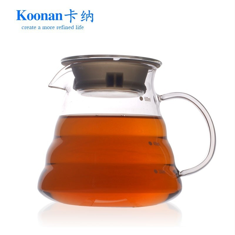 Set de cafea prin filtrare manuală, cu filtru de cafea din sticlă, cană-filtru și filtru de cafea