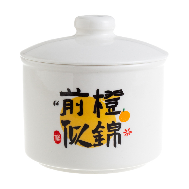 Vas ceramic pentru o porție cu capac — desert cu cuib de pasăre și supă