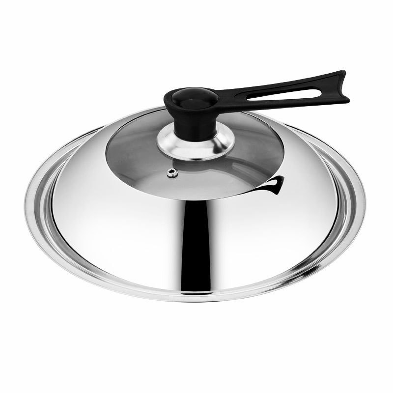 Capac universal de oală din oțel inoxidabil, cu sticlă temperată, rotund, rezistent la temperaturi înalte