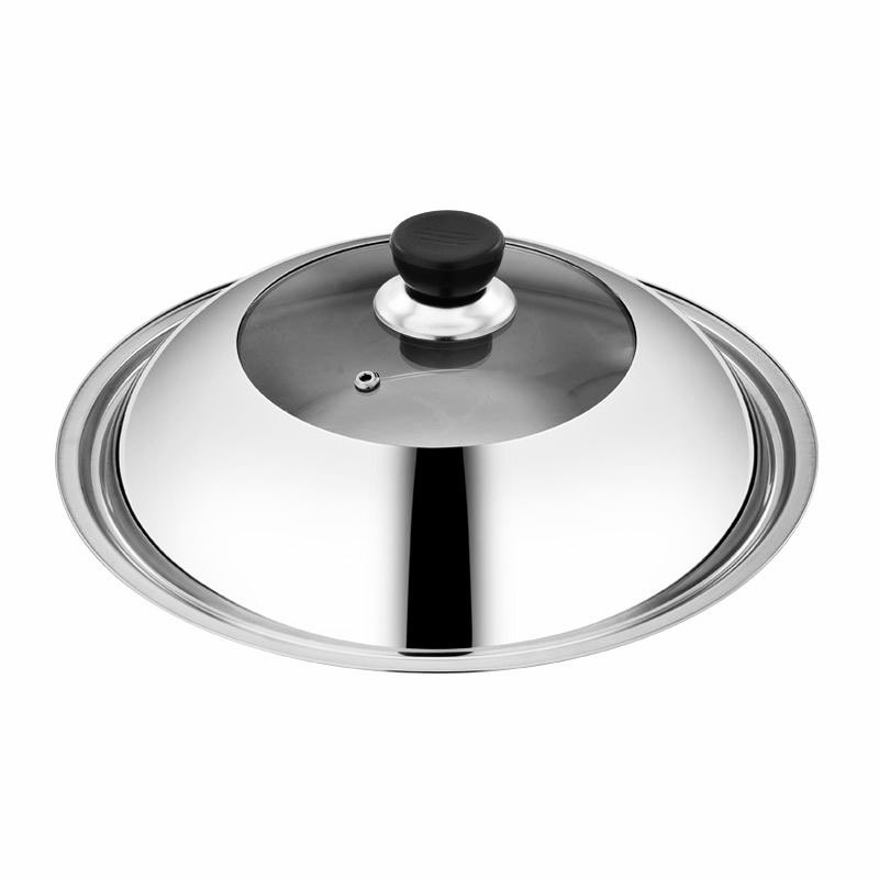 Capac universal de oală din oțel inoxidabil, cu sticlă temperată, rotund, rezistent la temperaturi înalte