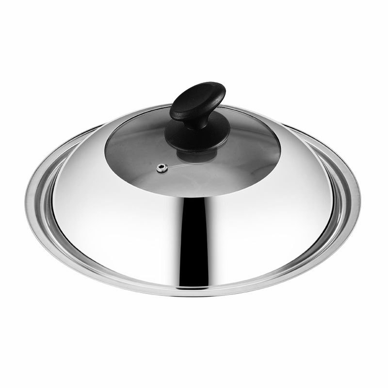 Capac universal de oală din oțel inoxidabil, cu sticlă temperată, rotund, rezistent la temperaturi înalte