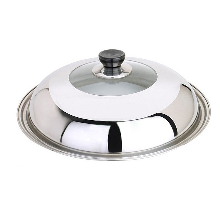 Capac din oțel inoxidabil cu sticlă temperată, capac transparent, capac combinat pentru bucătărie, potrivit pentru wok mare și oală, vizibil, 36 cm și 34 cm