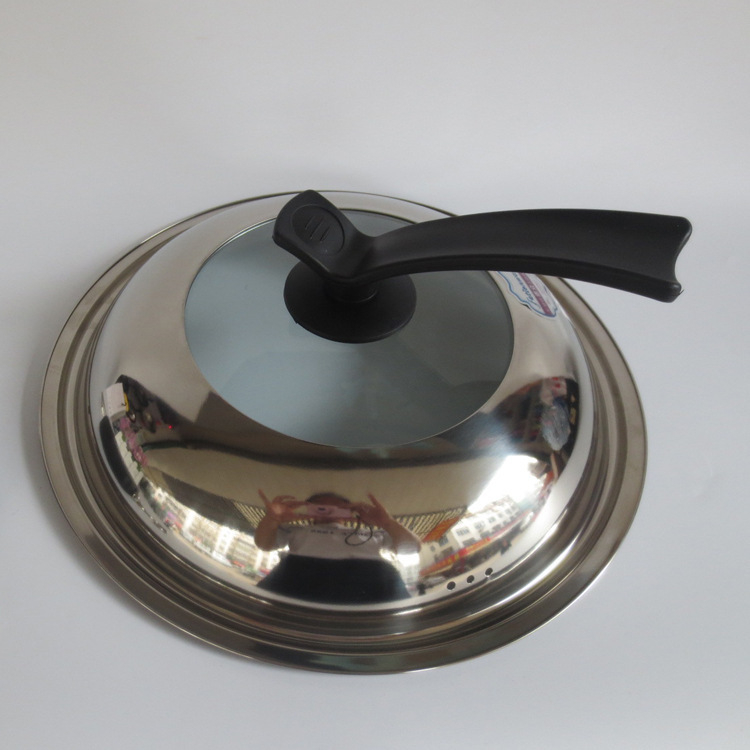 Capac din oțel inoxidabil cu sticlă temperată, capac transparent, capac combinat pentru bucătărie, potrivit pentru wok mare și oală, vizibil, 36 cm și 34 cm