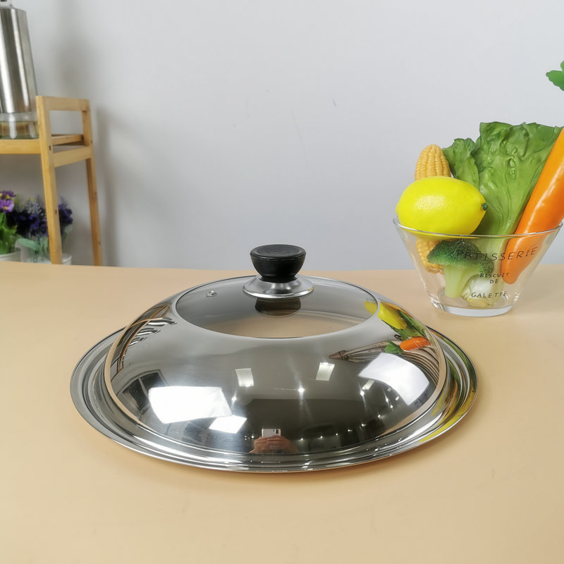 Capac din oțel inoxidabil cu sticlă temperată, capac transparent, capac combinat pentru bucătărie, potrivit pentru wok mare și oală, vizibil, 36 cm și 34 cm