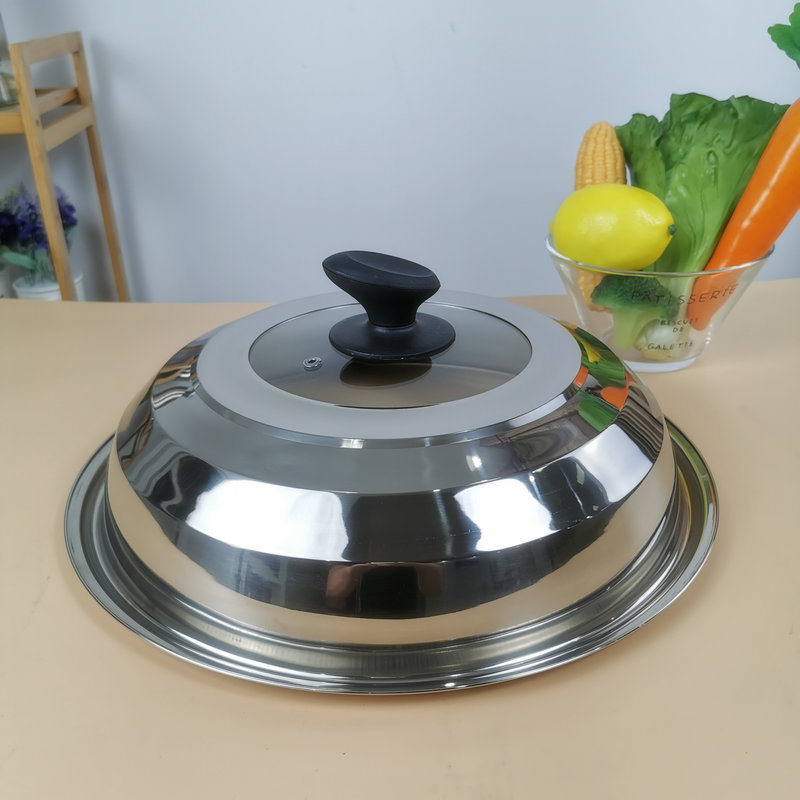 Capac din oțel inoxidabil cu sticlă temperată, capac transparent, capac combinat pentru bucătărie, potrivit pentru wok mare și oală, vizibil, 36 cm și 34 cm