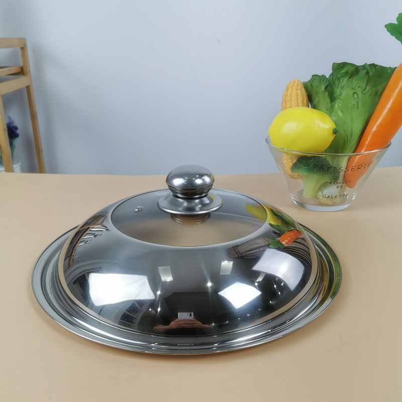 Capac din oțel inoxidabil cu sticlă temperată, capac transparent, capac combinat pentru bucătărie, potrivit pentru wok mare și oală, vizibil, 36 cm și 34 cm