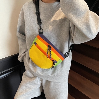 Τσαντάκι crossbody με χρωματικούς μπλοκ για γυναίκες, casual ιαπωνικού στυλ, τσάντα ώμου σε σχήμα όστρακου