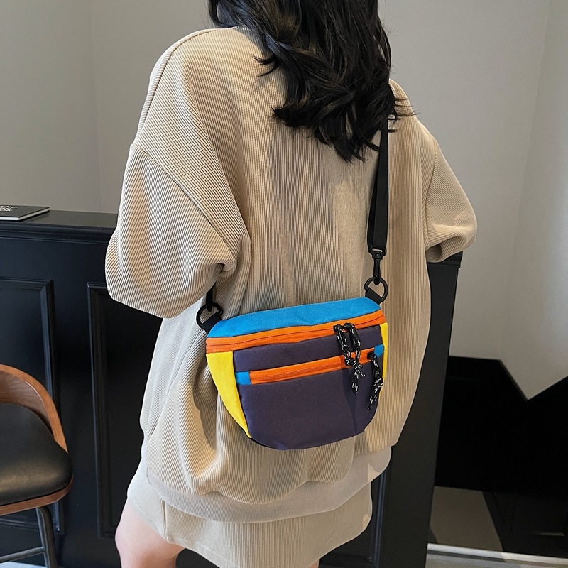 Τσαντάκι crossbody με χρωματικούς μπλοκ για γυναίκες, casual ιαπωνικού στυλ, τσάντα ώμου σε σχήμα όστρακου