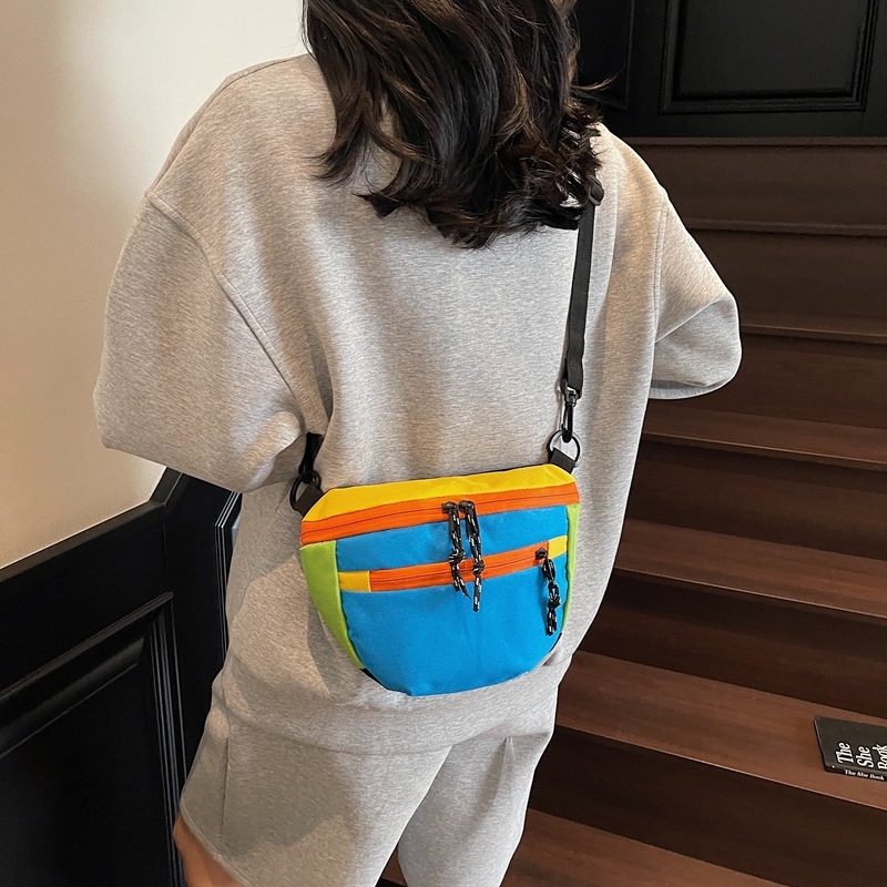 Τσαντάκι crossbody με χρωματικούς μπλοκ για γυναίκες, casual ιαπωνικού στυλ, τσάντα ώμου σε σχήμα όστρακου