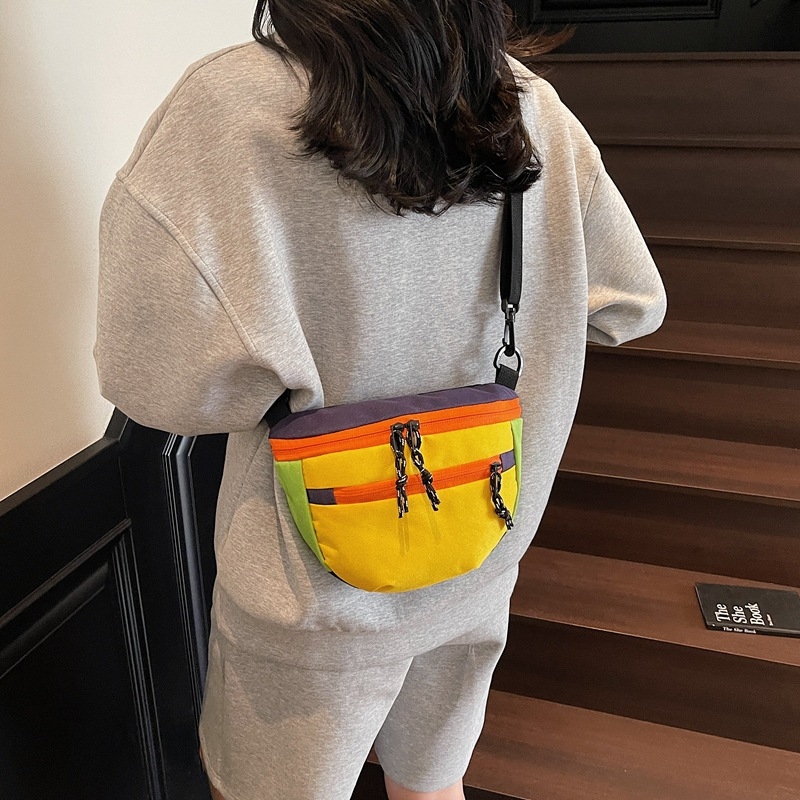 Τσαντάκι crossbody με χρωματικούς μπλοκ για γυναίκες, casual ιαπωνικού στυλ, τσάντα ώμου σε σχήμα όστρακου