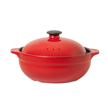 Oală ceramică cu gură lată, rezistentă la temperaturi înalte, pentru supe, terci și decocturi; capac inclus; compatibilă cu aragaz pe gaz și plită cu inducție