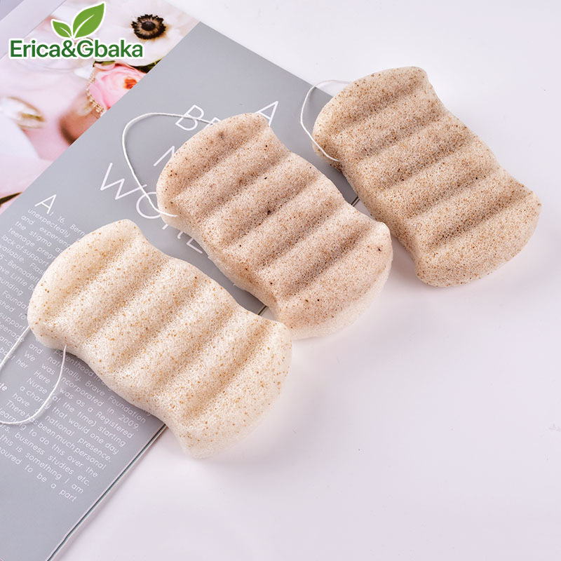 Burete Konjac pentru baie, textură cu dungi drepte, moale și absorbant pentru față și corp, exfoliant Konjac