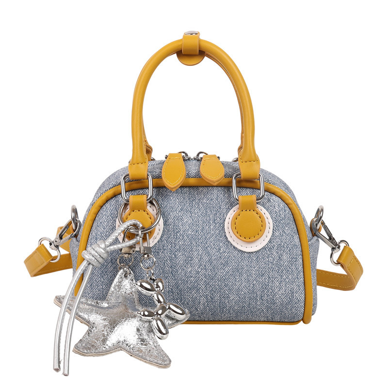 Premium ženska torbica u obliku školjke, bowling stil s kontrastnim bojama, zvjezdasti privjesak, moderna i svestrana crossbody torba