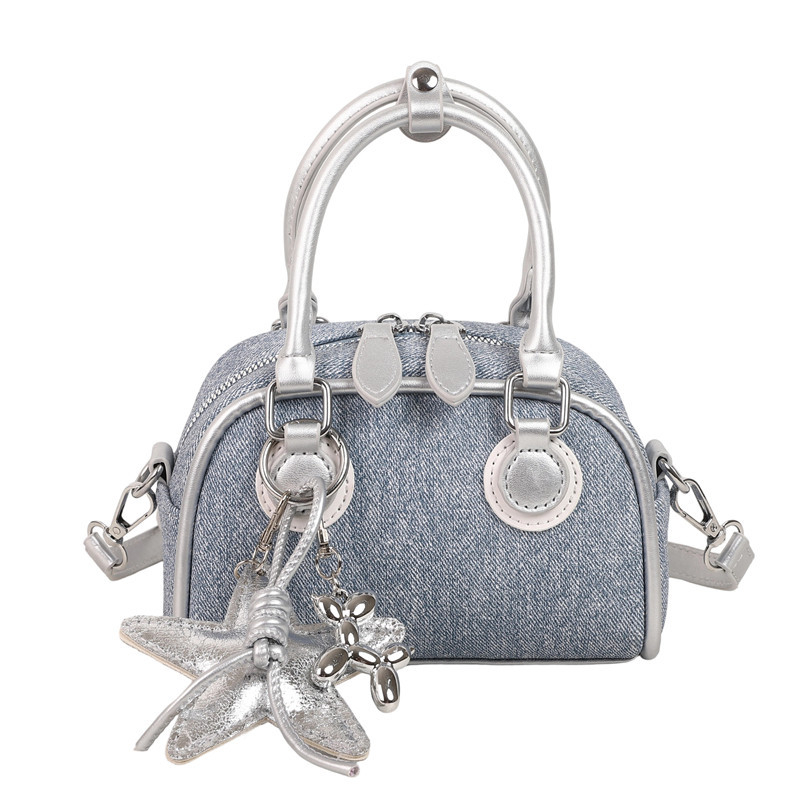 Premium ženska torbica u obliku školjke, bowling stil s kontrastnim bojama, zvjezdasti privjesak, moderna i svestrana crossbody torba