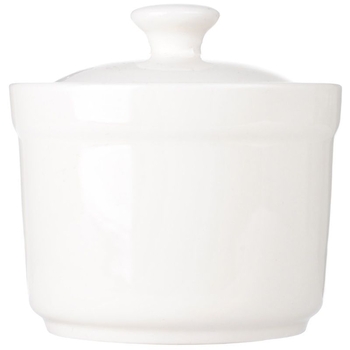 Vas ceramic alb pentru gătit, cu capac, uz casnic