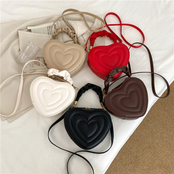 PU kožna torbica sa srcem, crossbody preko ramena, geometrijski kutija stil, srednje veličine, za slobodno vrijeme