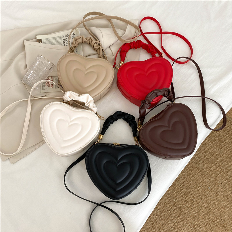 PU kožna torbica sa srcem, crossbody preko ramena, geometrijski kutija stil, srednje veličine, za slobodno vrijeme