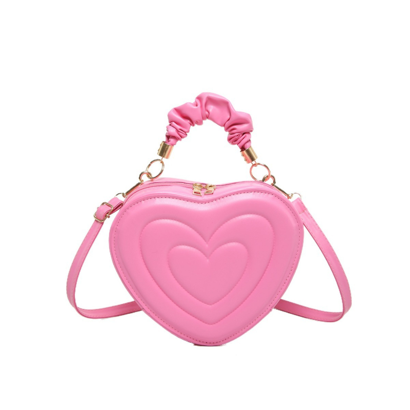 PU kožna torbica sa srcem, crossbody preko ramena, geometrijski kutija stil, srednje veličine, za slobodno vrijeme