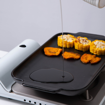 Tigaie ceramică grill pentru carne, cu două mânere, formă dreptunghiulară, potrivită pentru foc deschis și cuptor, tigă pentru pește