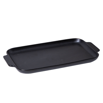 Tigaie ceramică grill pentru carne, cu două mânere, formă dreptunghiulară, potrivită pentru foc deschis și cuptor, tigă pentru pește