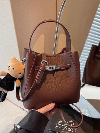 2025 jesen-zima nova bucket torba s lychee teksturom, preko ramena, velika zapremina, majka-kći torba za žene