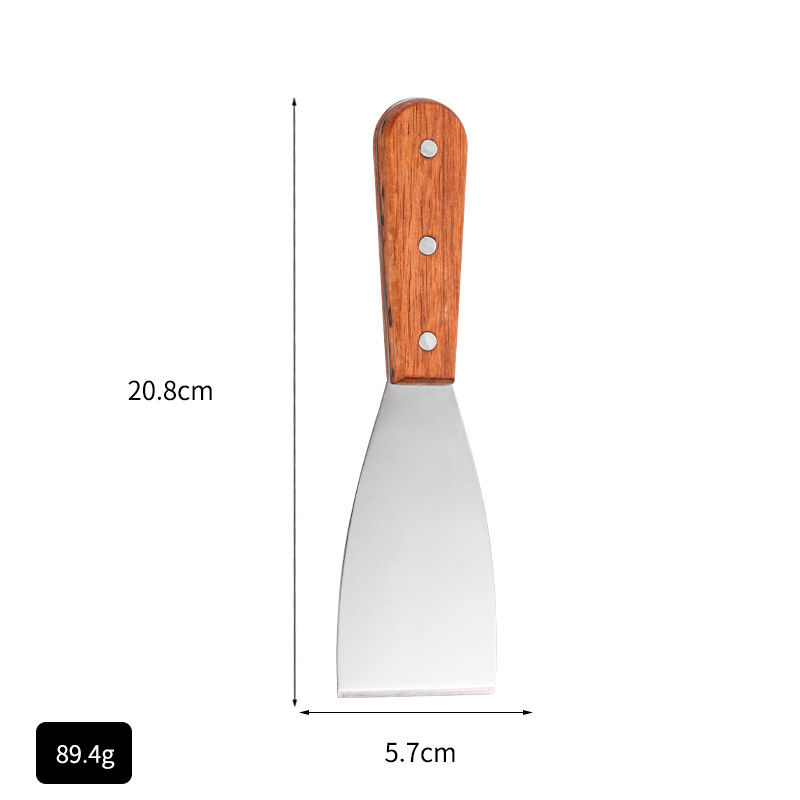 Set de ustensile de bucătărie din oțel inoxidabil cu mâner din lemn pentru Teppanyaki, spatulă pentru clătite și spatulă pentru grătar