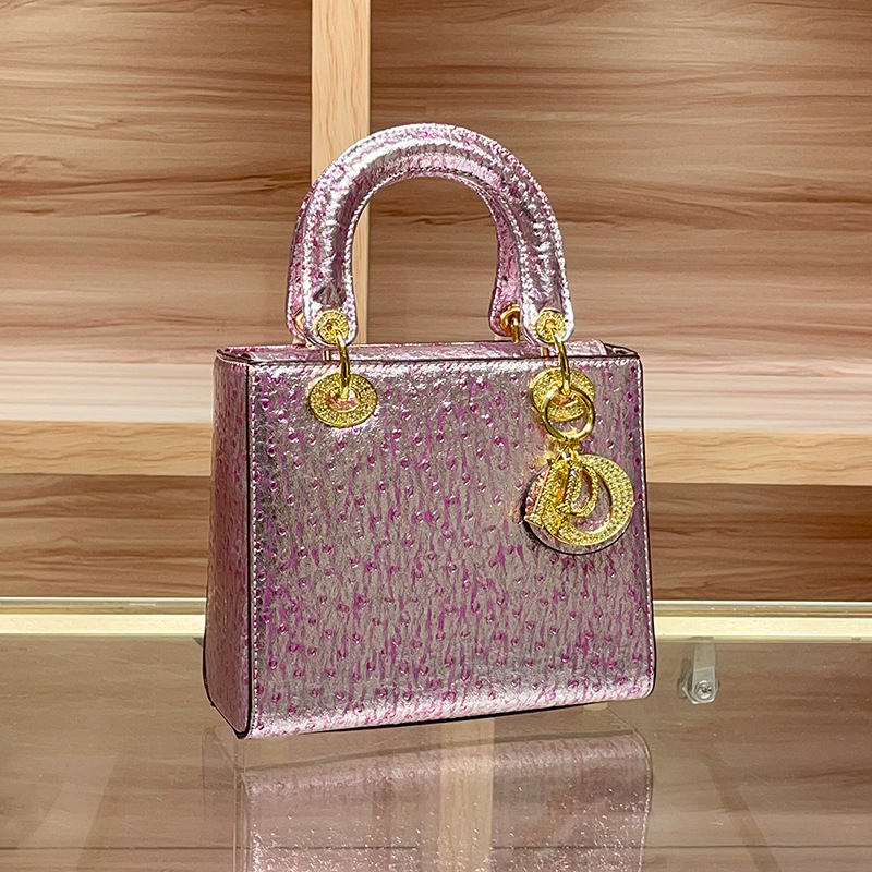 Premium prava koža s uzorom nojeve kože, ženska torbica za rame i crossbody, Diana stil, nova kolekcija 2025, svestran modni dodatak