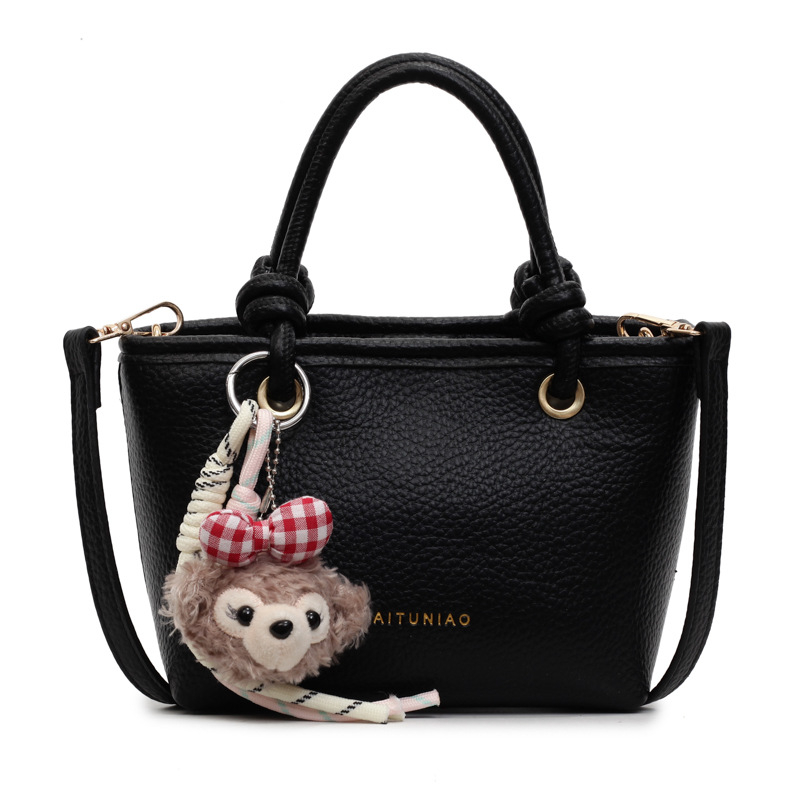PU bucket torba s lychee uzorkom, mala, pogodna za svakodnevnu upotrebu, s zatvaračem i remenom za rameno ili crossbody.