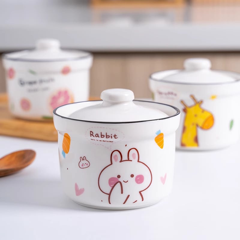 Oală ceramică pentru supe și tocană, porție pentru o persoană, cu capac