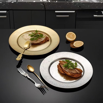 Retro francia stílusú steak tál rozsdamentes acélból, reliefes hópehely mintázattal, lapos tál grillhez és hideg ételekhez