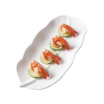 Farfurie din porțelan, în formă de frunză de banană, pentru sushi, dim sum și prăjituri