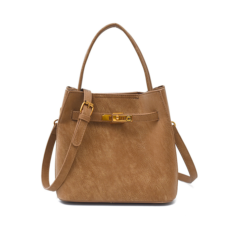 Suede bucket torba s kopčom za kaiš, vrhunska torba za rame ili crossbody