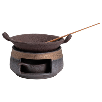 Set pentru ceremonia ceaiului din ceramică, cu glazură aurie și bază încălzită cu lumânare; accesorii pentru ceai