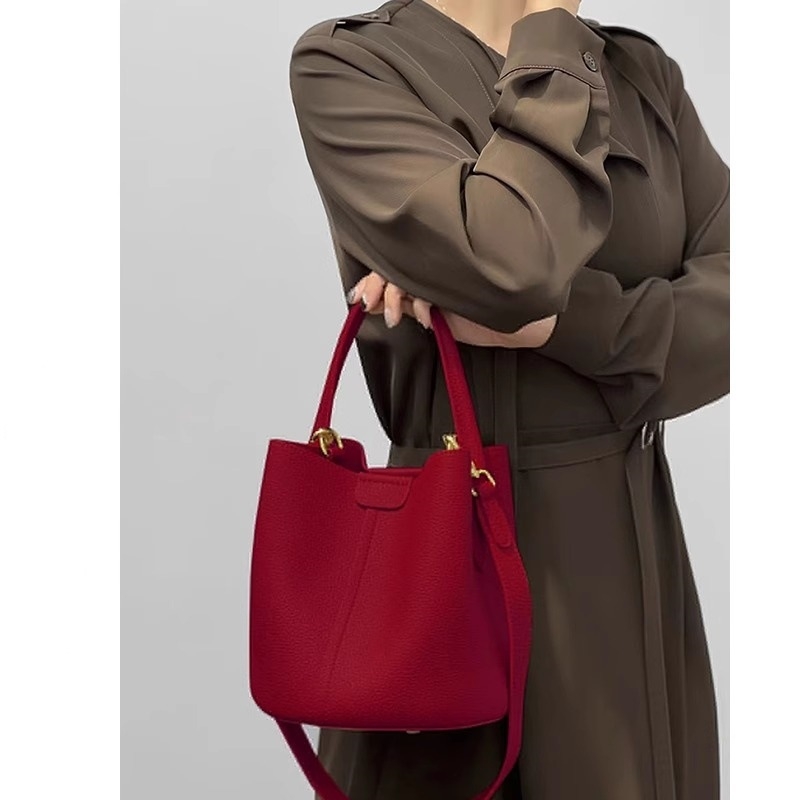 Crvena torba-košara s velikim kapacitetom, model 2025, svadbena torba za rame, crossbody ili ručna, jesen-zima