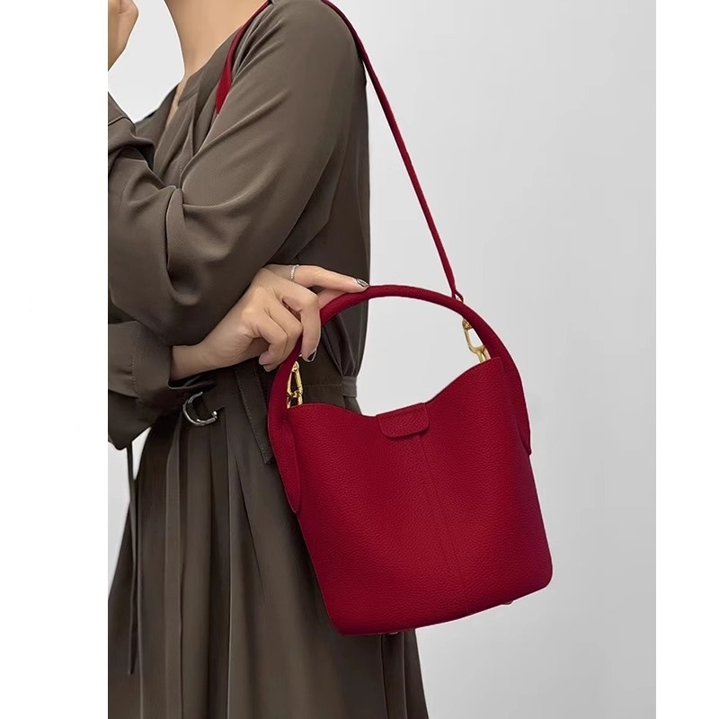 Crvena torba-košara s velikim kapacitetom, model 2025, svadbena torba za rame, crossbody ili ručna, jesen-zima