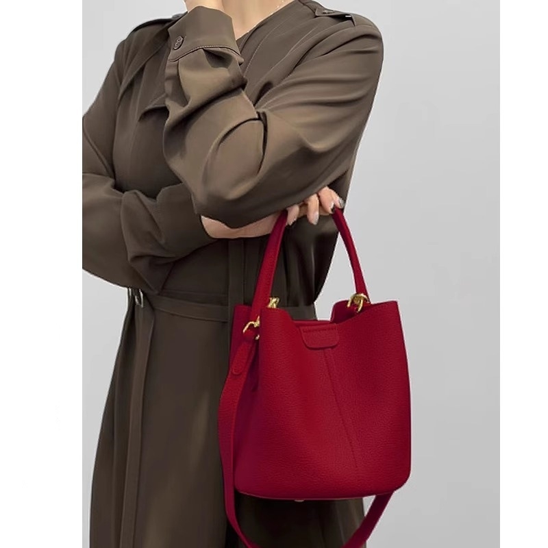 Crvena torba-košara s velikim kapacitetom, model 2025, svadbena torba za rame, crossbody ili ručna, jesen-zima