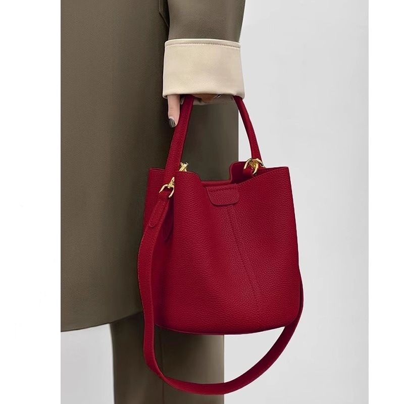 Crvena torba-košara s velikim kapacitetom, model 2025, svadbena torba za rame, crossbody ili ručna, jesen-zima