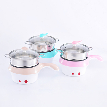 Fierbător electric mini cu vas interior antiaderent, 1–2 L, 800 W, abur, prăjire, fierbere, hot pot, teppanyaki