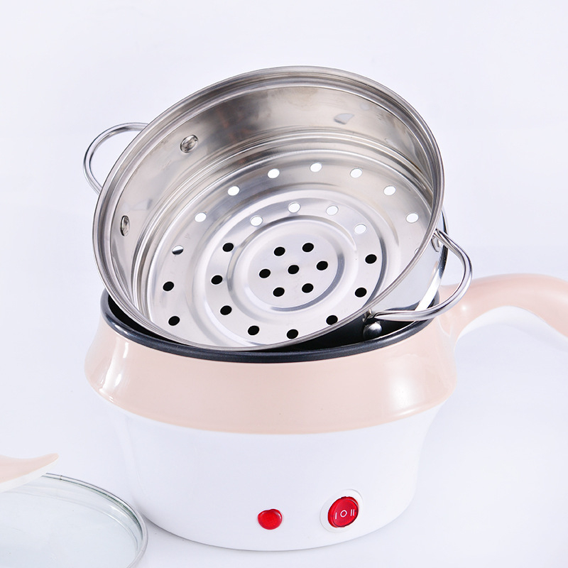 Fierbător electric mini cu vas interior antiaderent, 1–2 L, 800 W, abur, prăjire, fierbere, hot pot, teppanyaki