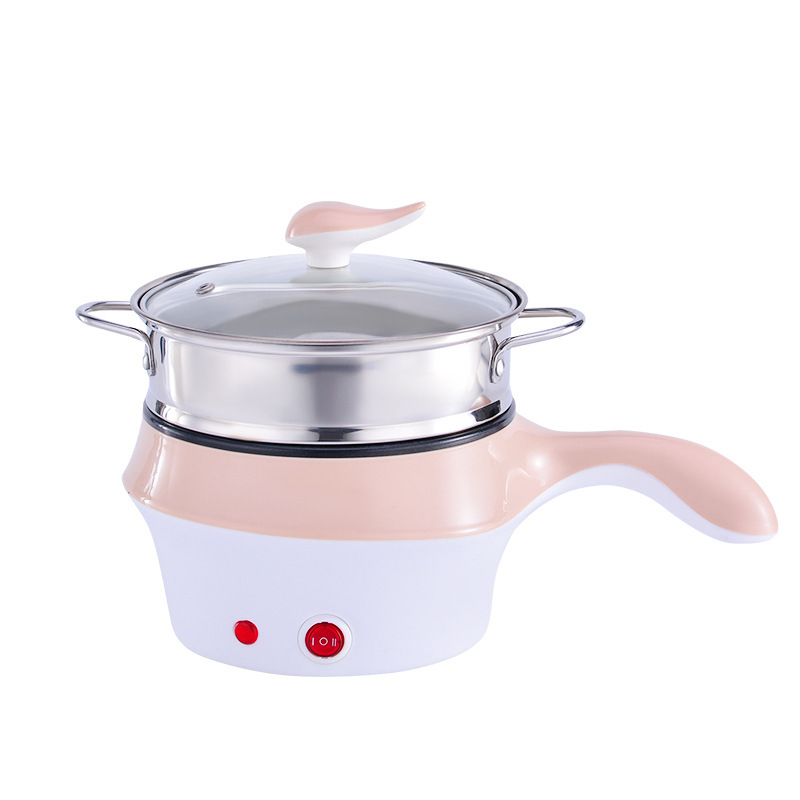 Fierbător electric mini cu vas interior antiaderent, 1–2 L, 800 W, abur, prăjire, fierbere, hot pot, teppanyaki