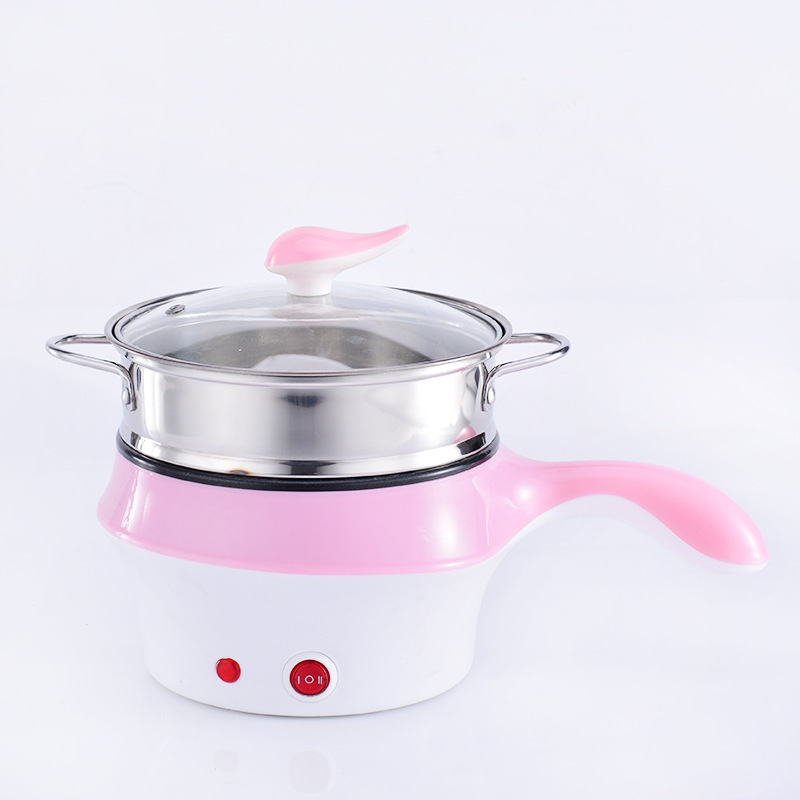 Fierbător electric mini cu vas interior antiaderent, 1–2 L, 800 W, abur, prăjire, fierbere, hot pot, teppanyaki