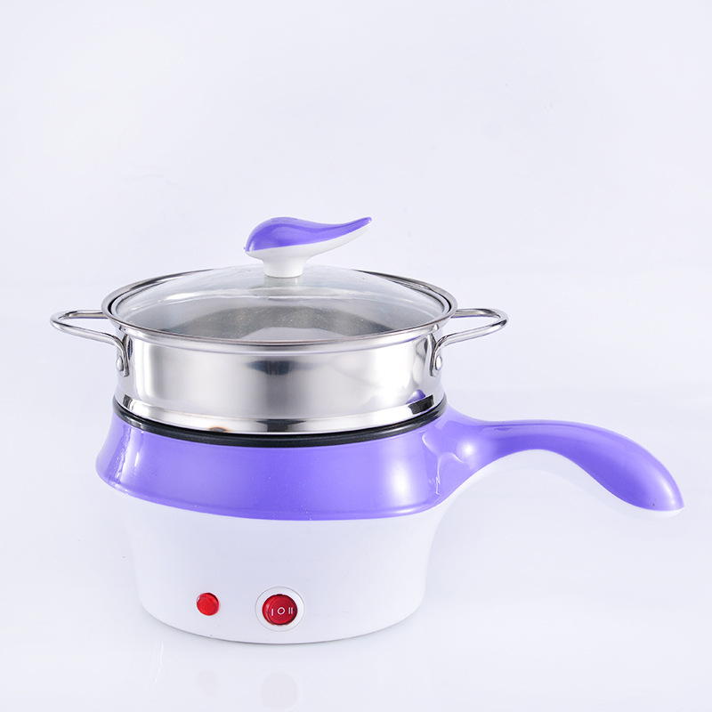 Fierbător electric mini cu vas interior antiaderent, 1–2 L, 800 W, abur, prăjire, fierbere, hot pot, teppanyaki