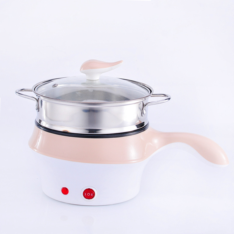 Fierbător electric mini cu vas interior antiaderent, 1–2 L, 800 W, abur, prăjire, fierbere, hot pot, teppanyaki