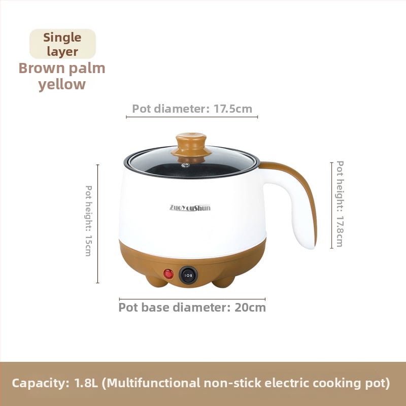Oală electrică de gătit, multifuncțională, pentru cămin, compactă, interior antiaderent, 18 cm, 2 L