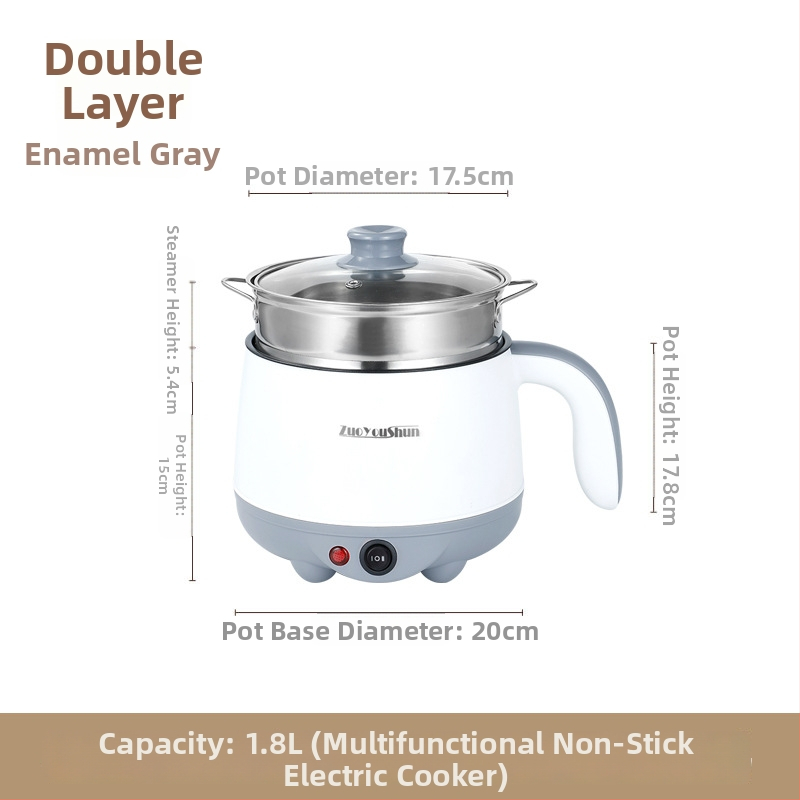 Oală electrică de gătit, multifuncțională, pentru cămin, compactă, interior antiaderent, 18 cm, 2 L