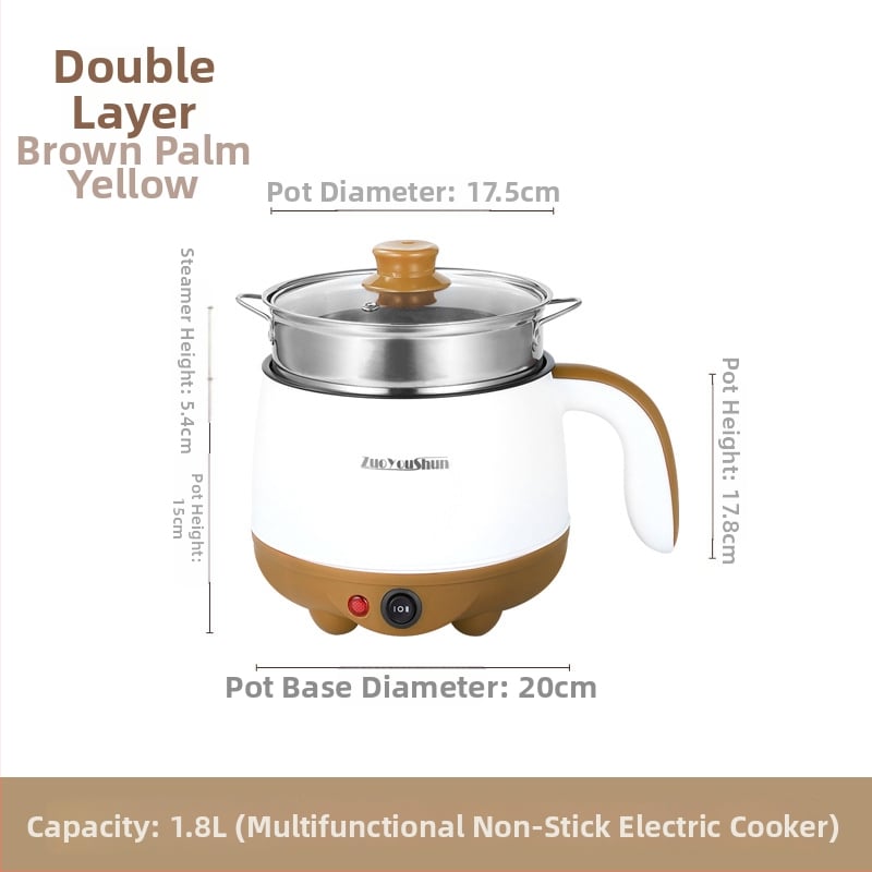 Oală electrică de gătit, multifuncțională, pentru cămin, compactă, interior antiaderent, 18 cm, 2 L