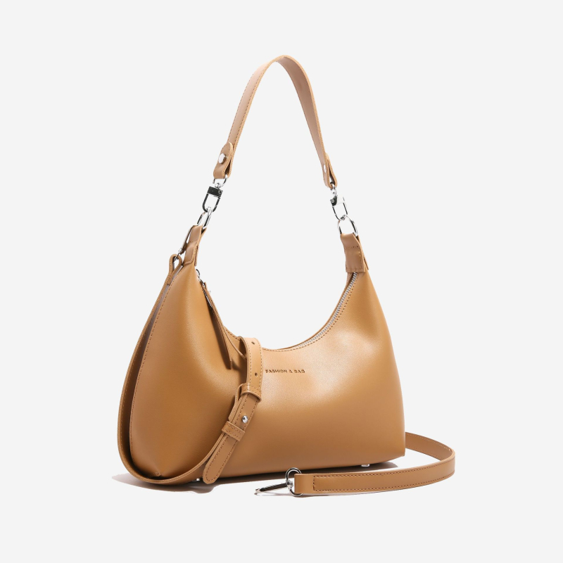Ženska PU torbica, srednje veličine, ovalnog oblika, dvostruke naramenice, preko ramena i crossbody, zatvarač, gradski stil, ljeto 2024